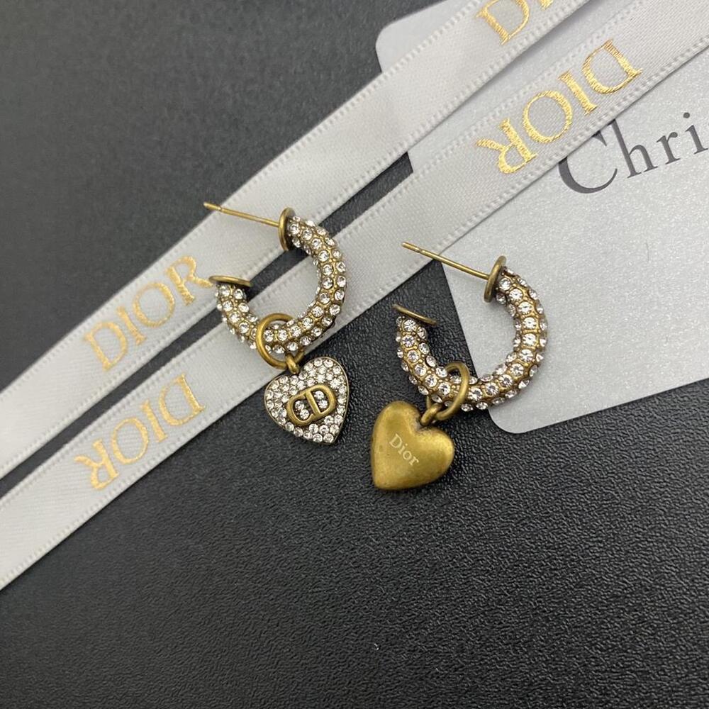 Christian Dior Diamond Heart Shaped Pendant Earrings - Picture 4 of 5